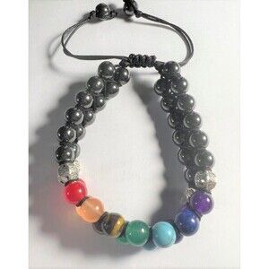 Very Nice Double Chakra Bracelet with Hematite - Adjustable